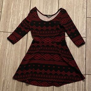 Deb Pink and Black Geometric Fit & Flare Dress